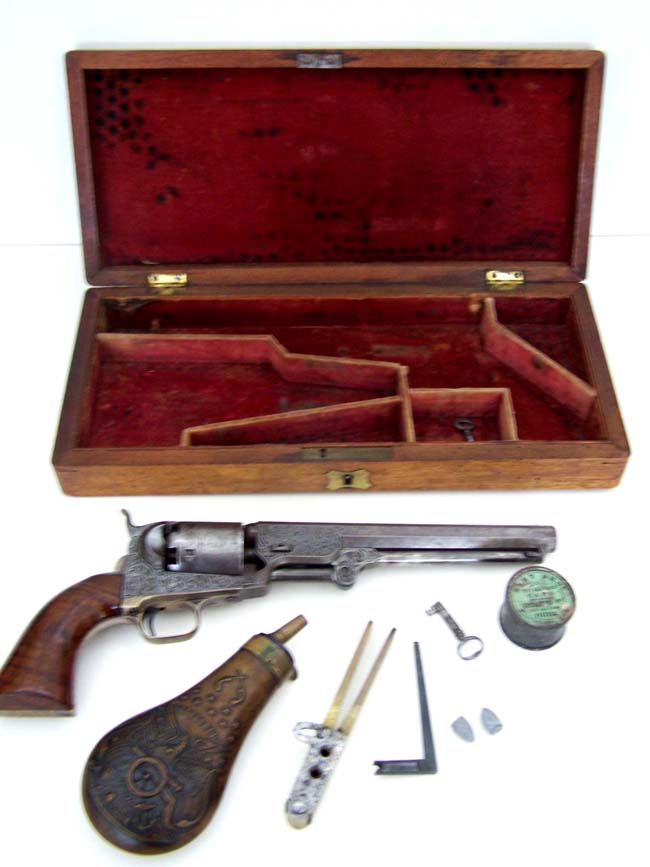 A Fine Cased Gustave Young Engraved Colt Model 1851 Navy Revolver — image 2